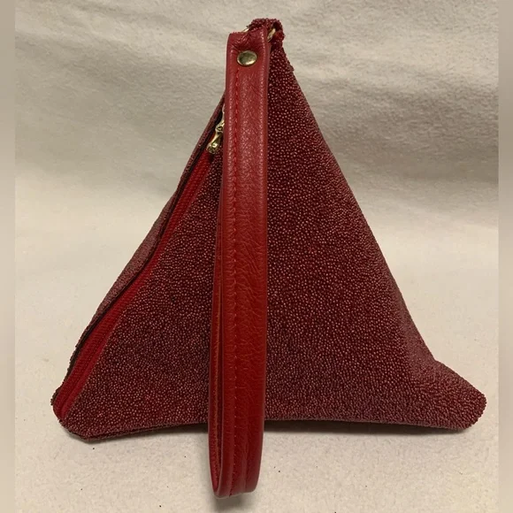 Kemestry Beaded Evening Bag Red Triangle Clutch Purse USA Elegant Holiday Party - Picture 10 of 11